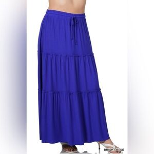 New!PLUS SIZE TIERED RUFFLE RAW HEM MAXI SKIRT SIZE 1X 2X 3X